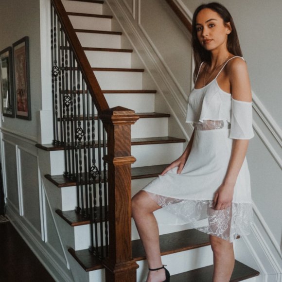 Cold shoulder asymmetrical hem dress - Picture 4 of 5